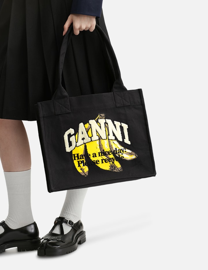 Black Large Banana Print Tote
