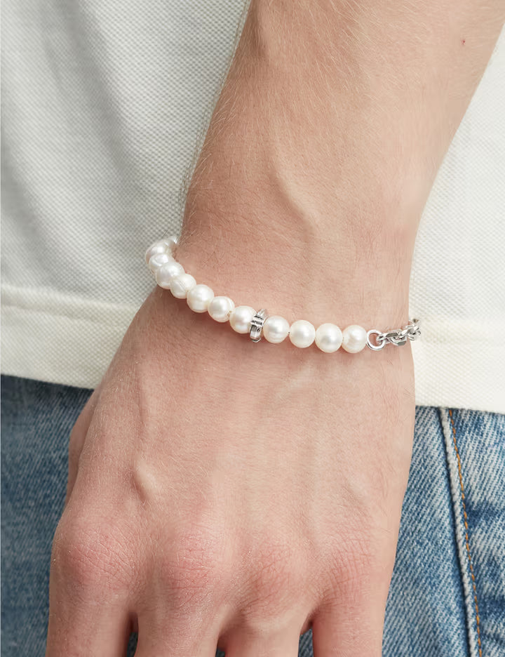 Chuck Nut W/ Freshwater Pearls Chain Bracelet