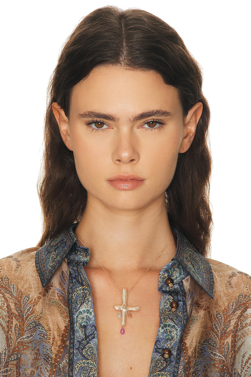 Chandelier Pearl Cross Necklace