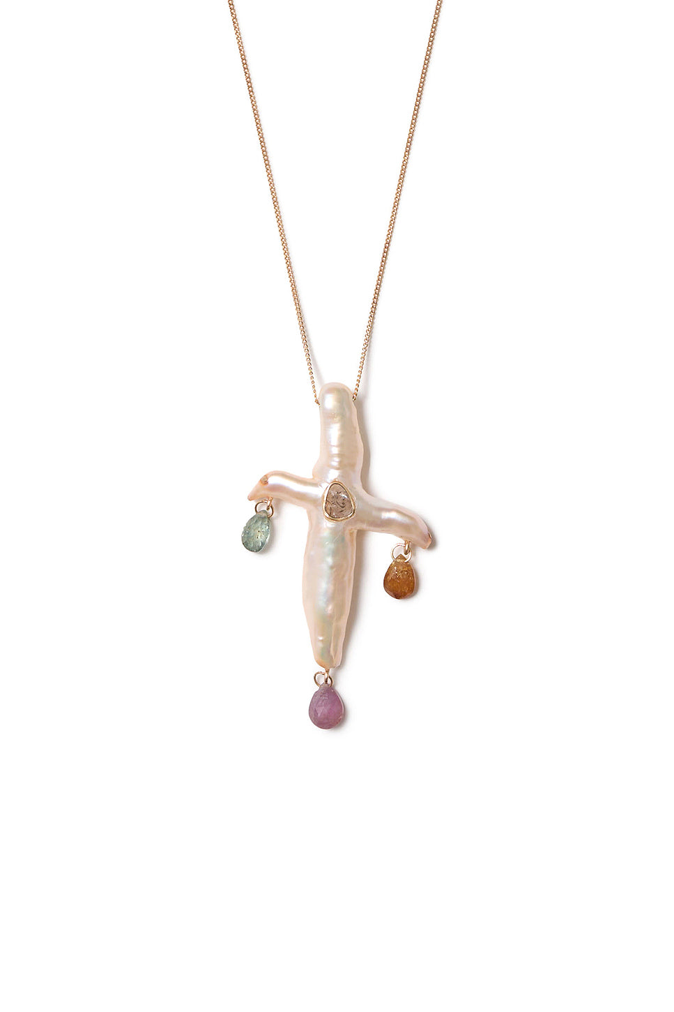 Chandelier Pearl Cross Necklace