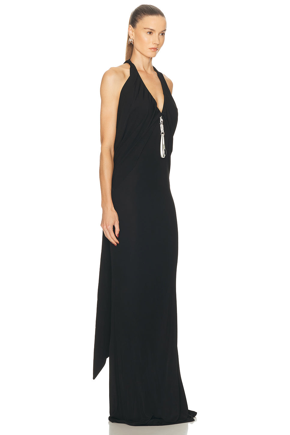 Lavalliere Draped Jersey Halter Dress