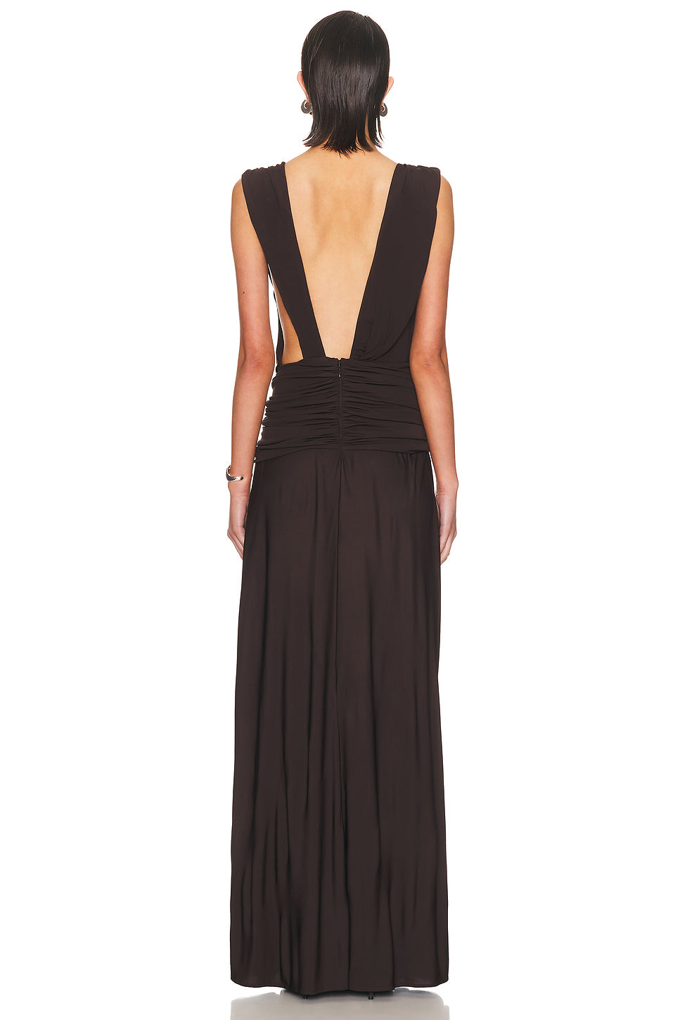 Stone Pin Scarf Drape Long Dress