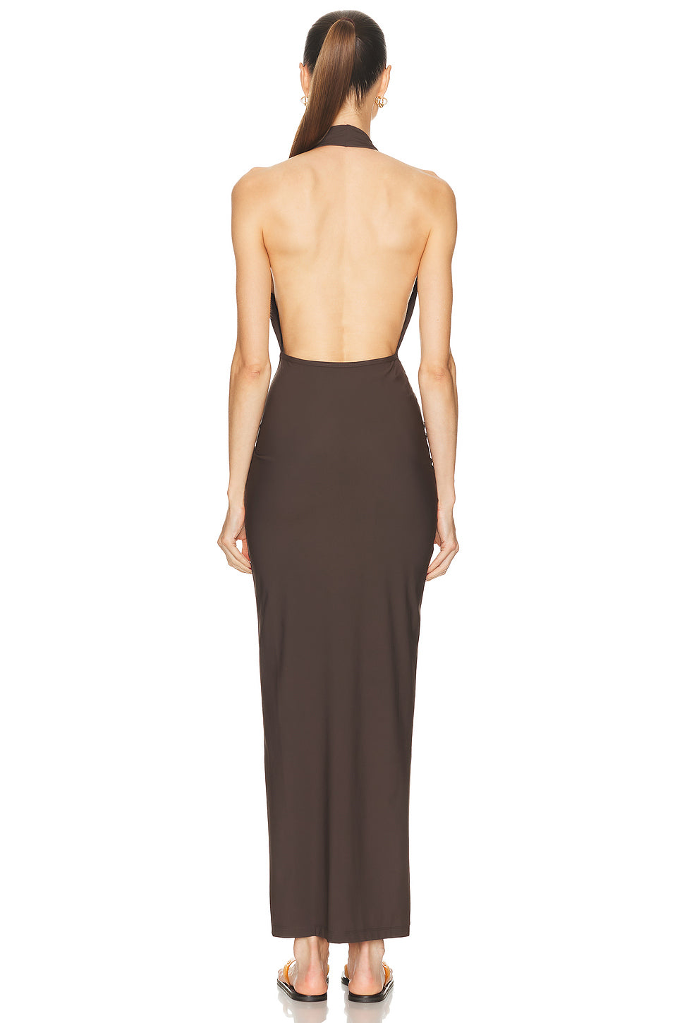 Mineral Stone Ruched Halter Lycra Dress