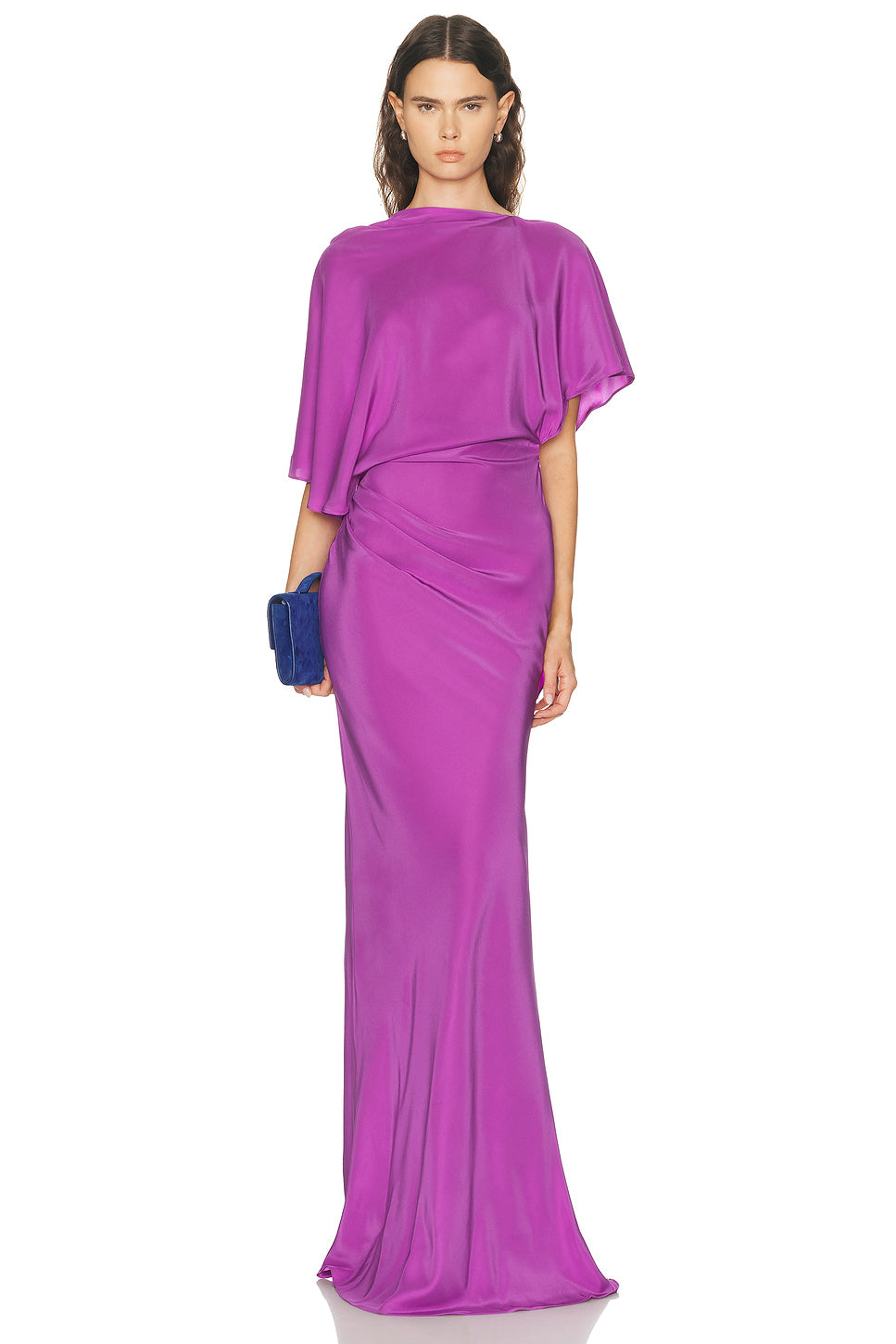 Backless Drape Satin Dress
