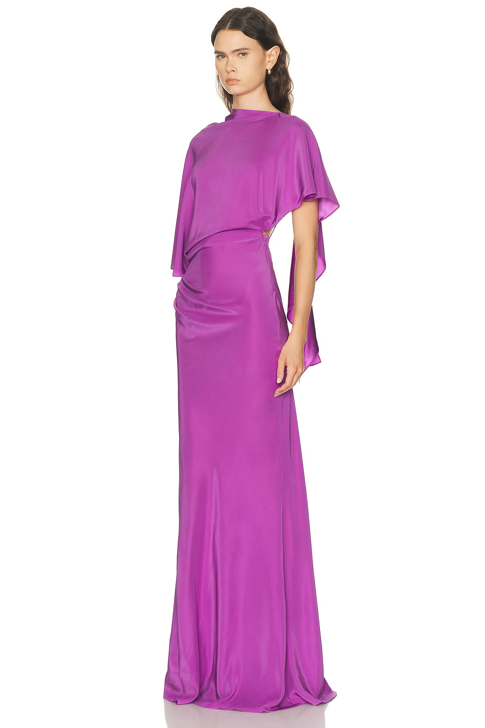 Backless Drape Satin Dress