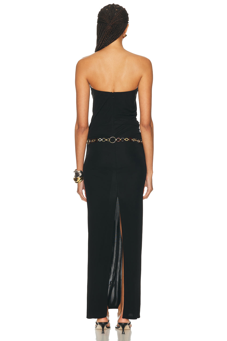 Tortoise Chain Link Strapless Drape Dress