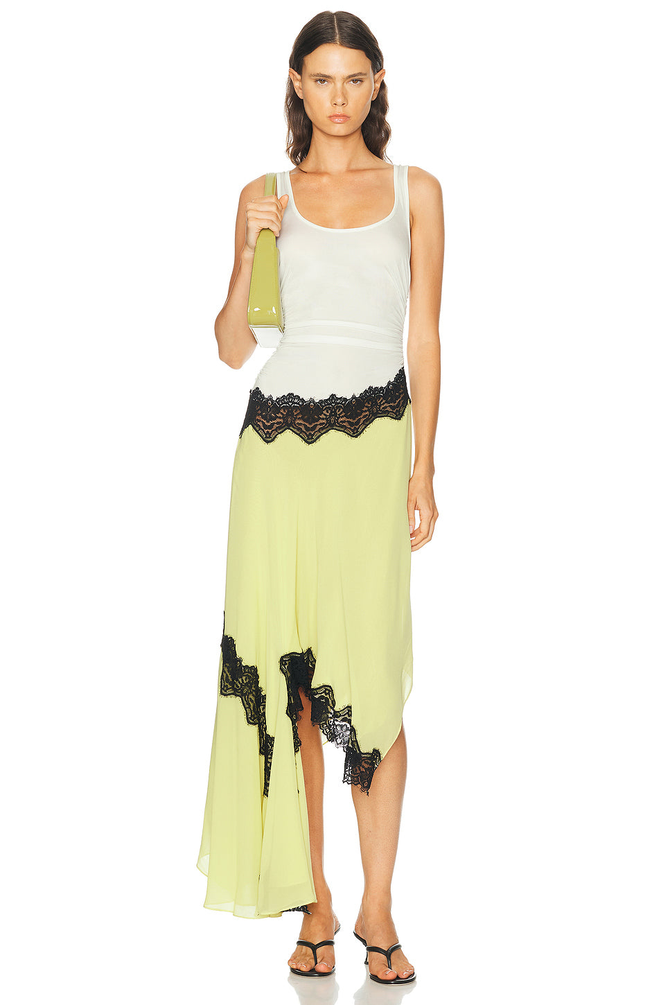 Cutaway Lace Gathered Tank Dress