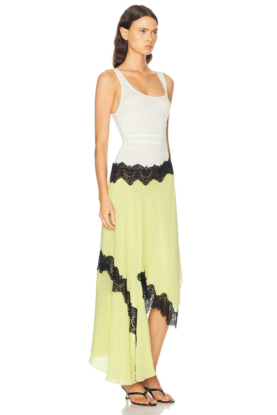 Cutaway Lace Gathered Tank Dress