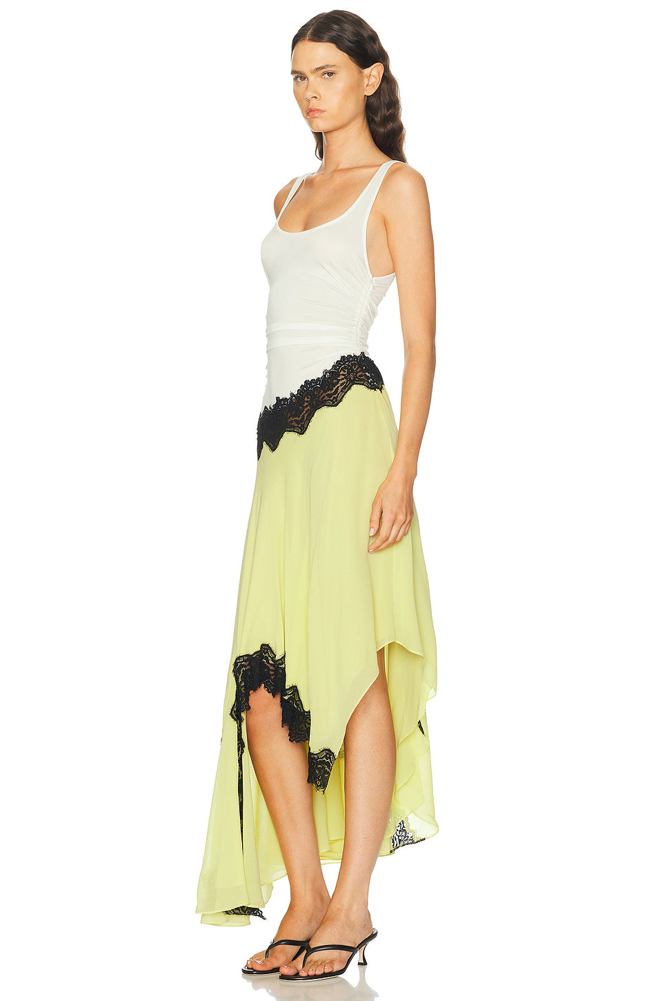 Cutaway Lace Gathered Tank Dress