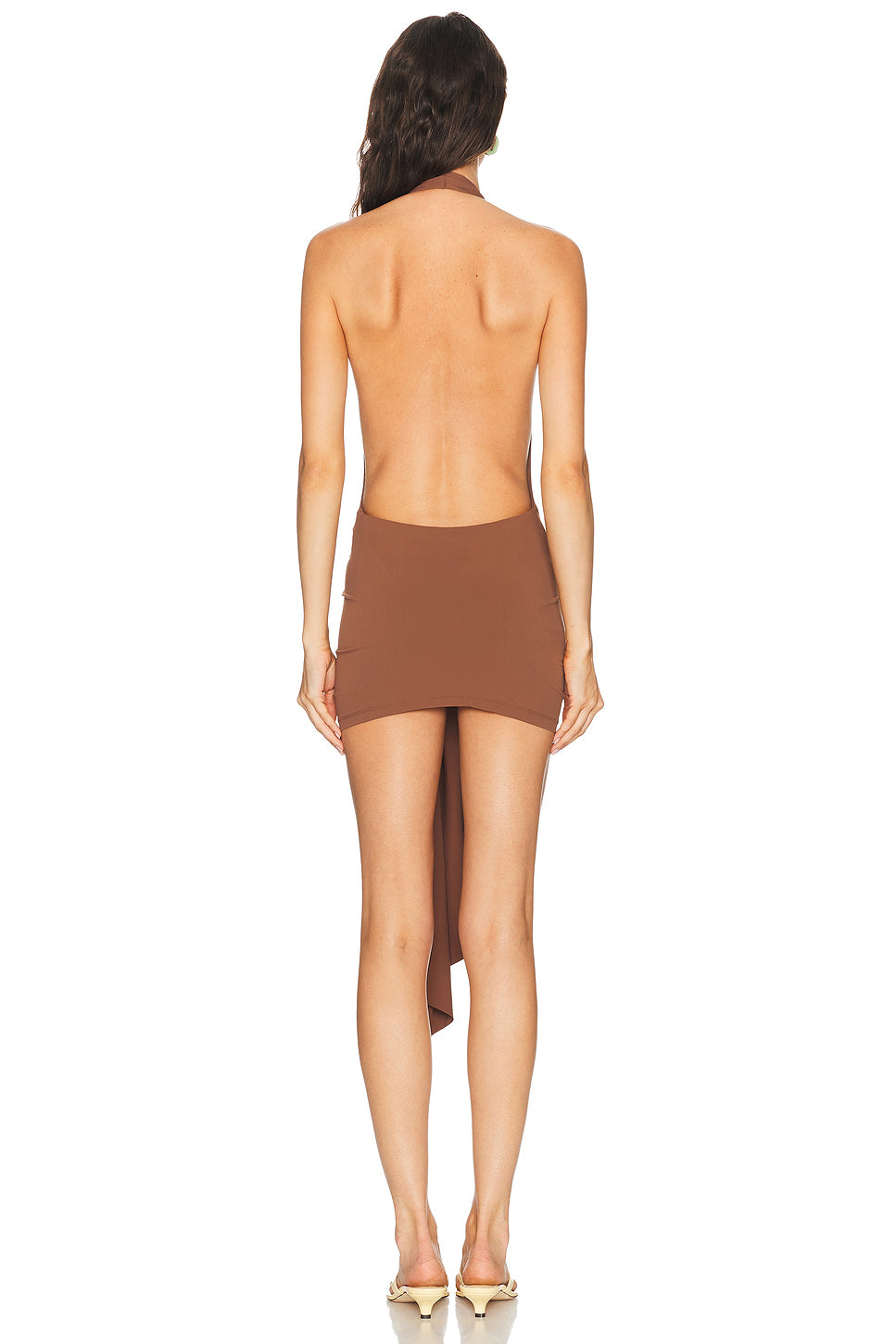 Pierced Orbit Halter Drape Mini Dress