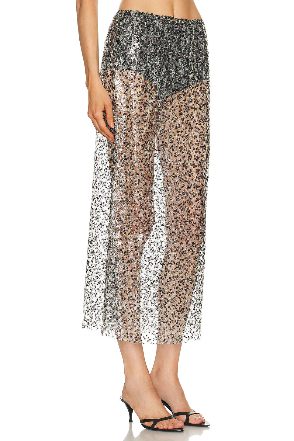 Sequined Lace Column Skirt