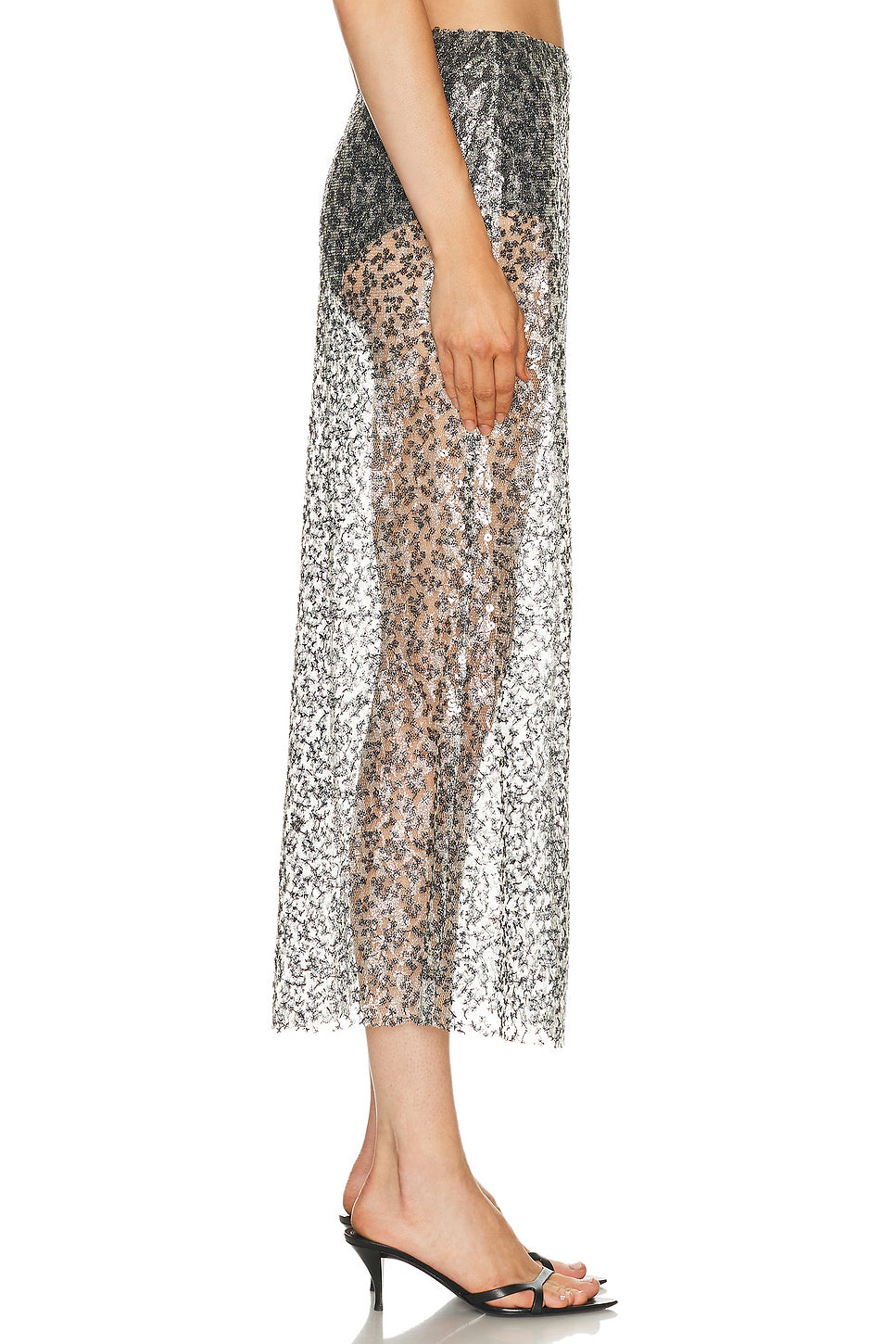 Sequined Lace Column Skirt