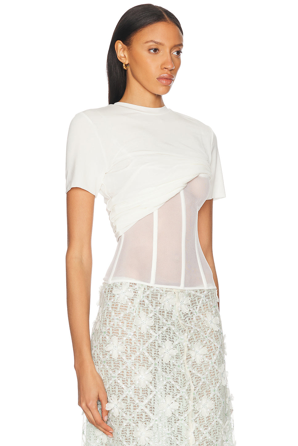 Coiled Jersey Corseted Tee