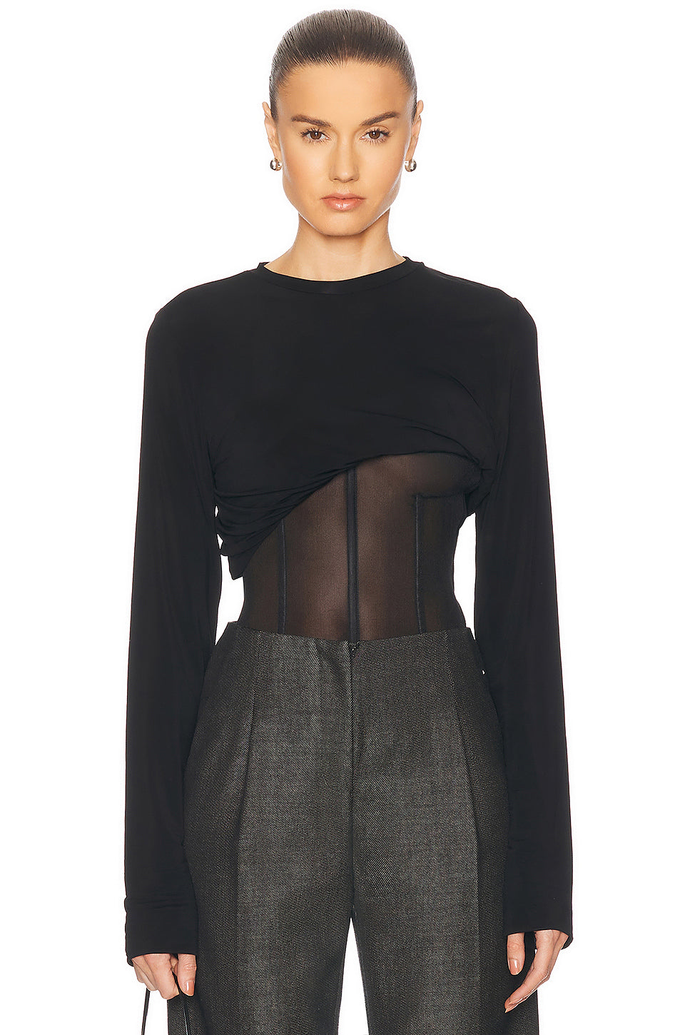 Coiled Jersey Corseted Tee