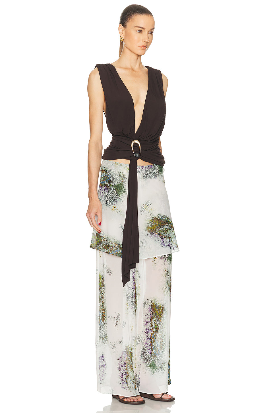Stone Pin Scarf Drape Top
