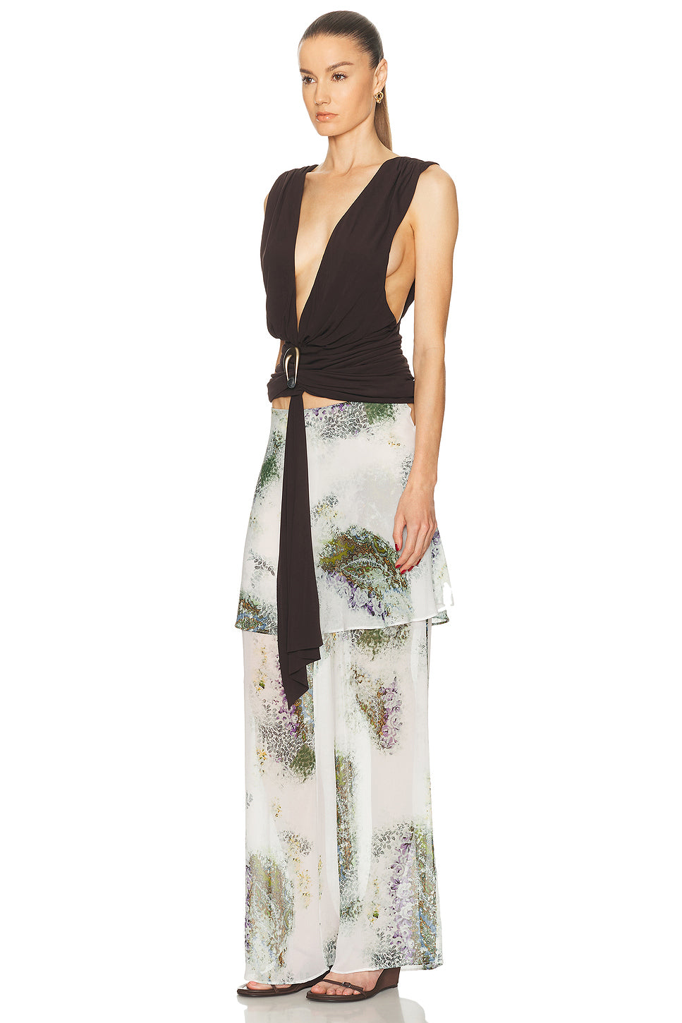 Stone Pin Scarf Drape Top