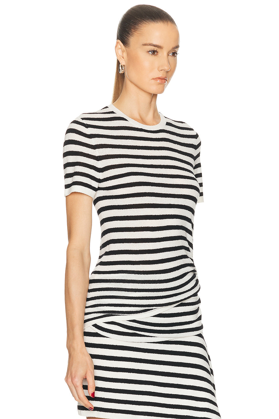 Stripe Knit Ruched Orbit Tee