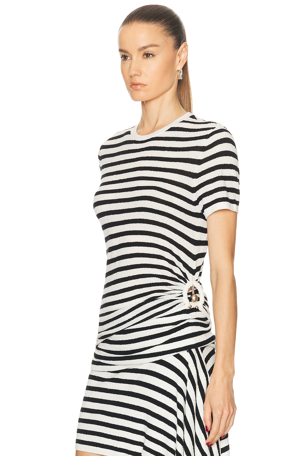 Stripe Knit Ruched Orbit Tee
