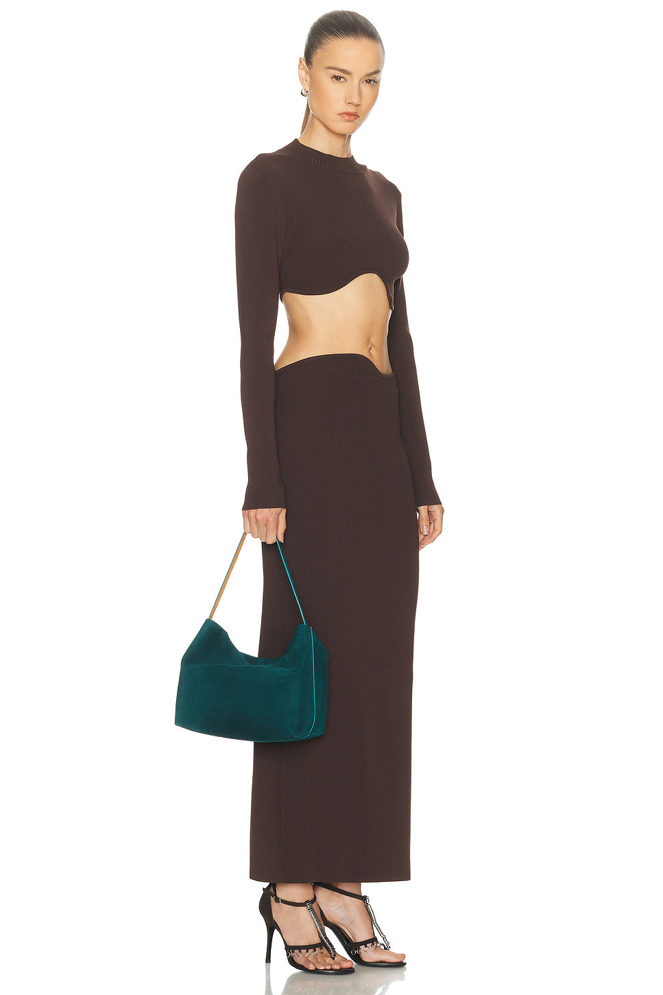 Turnlock Suede Shoulder Bag