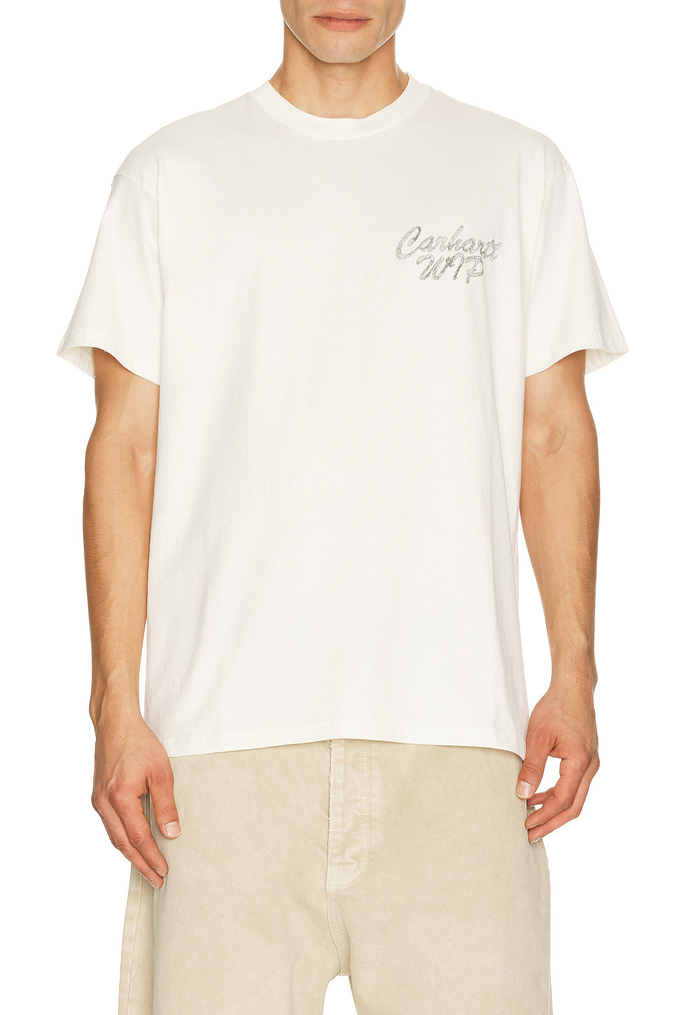 Short Sleeve Hatching Script Tee Shirt