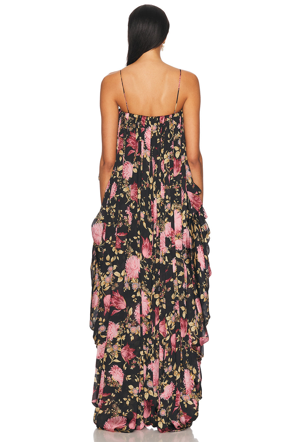 Thin Strap Gathered High And Low Jumpsuit