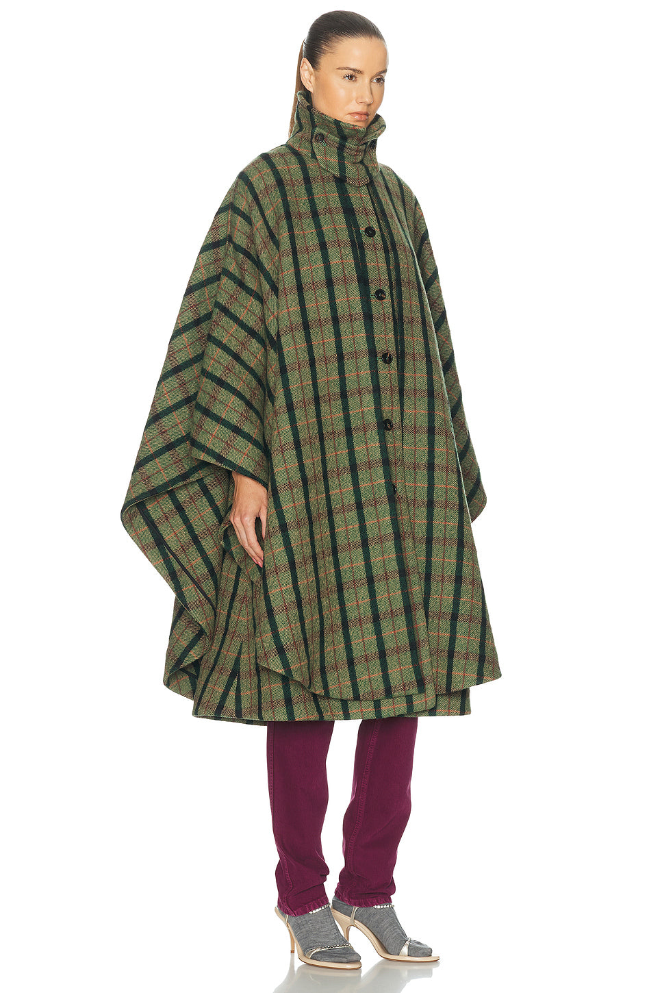 Brushed Wool Check Coat