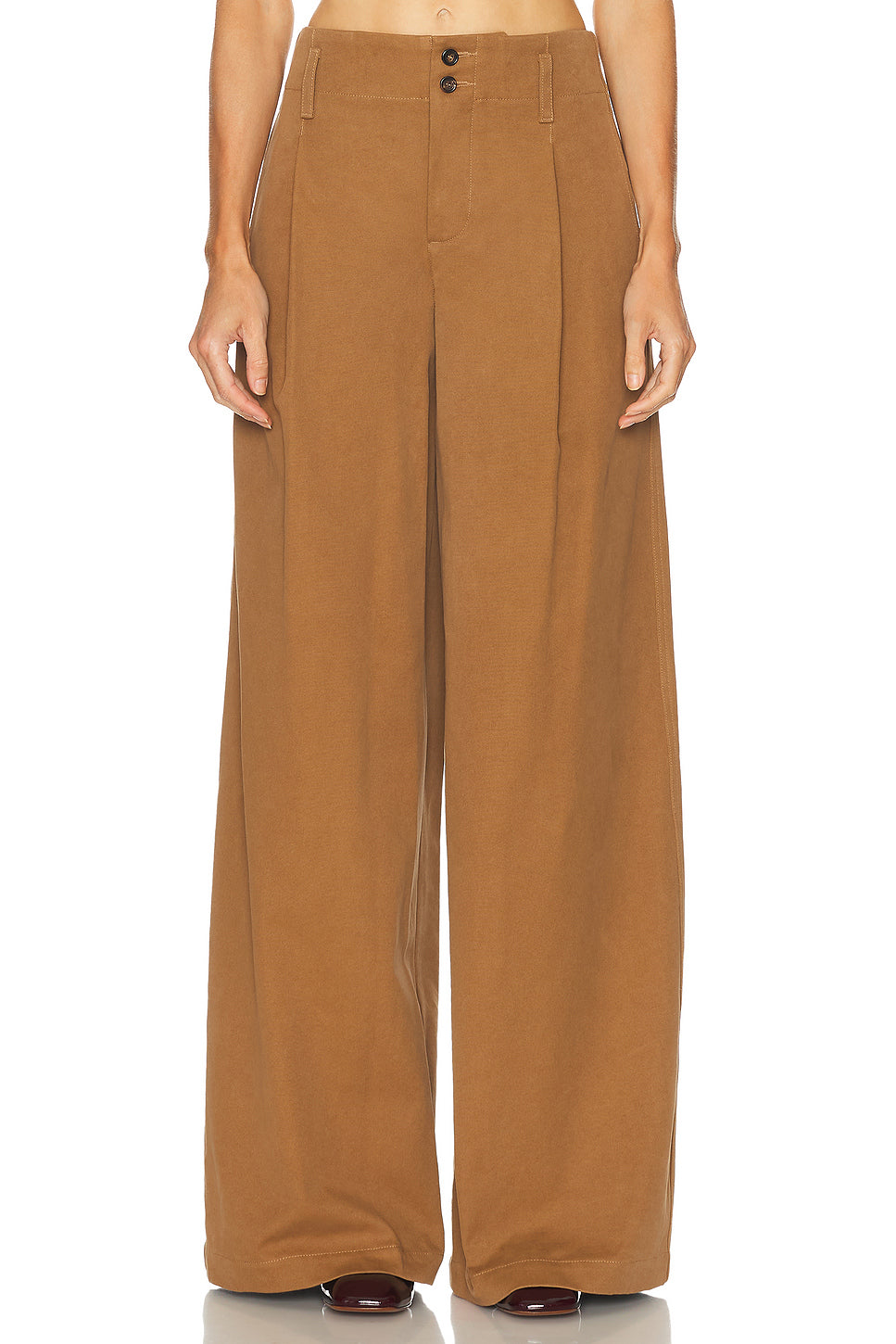 Cotton Canvas Wide Leg Pant