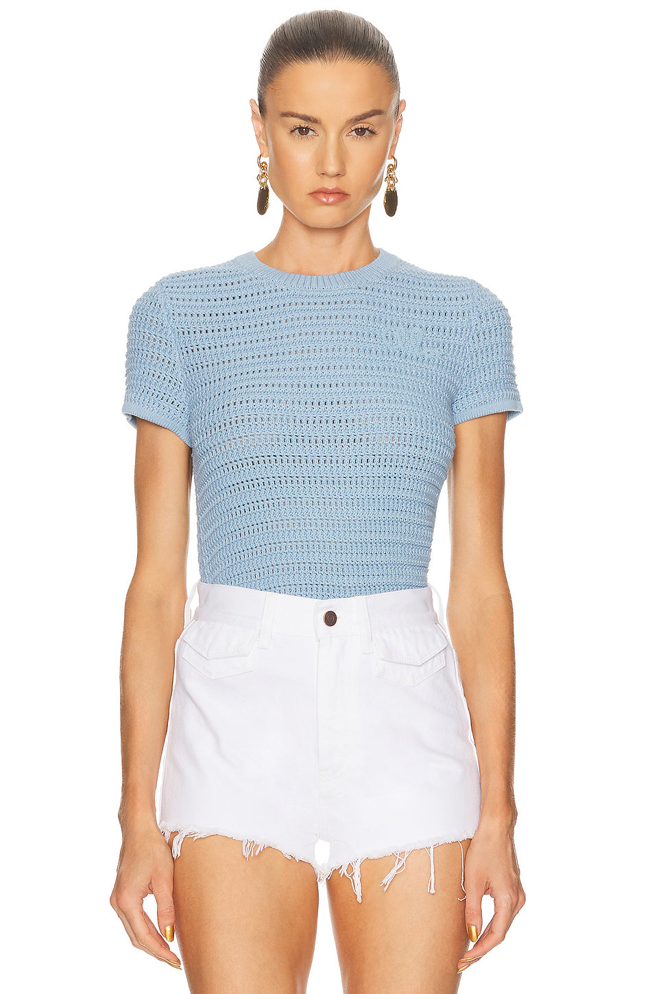Crochet Knit Short Sleeve Top
