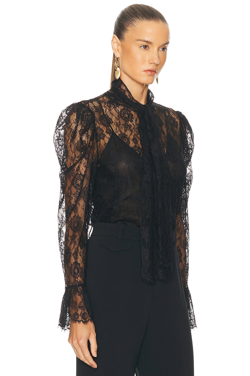 Jacquard Flower Lace Blouse