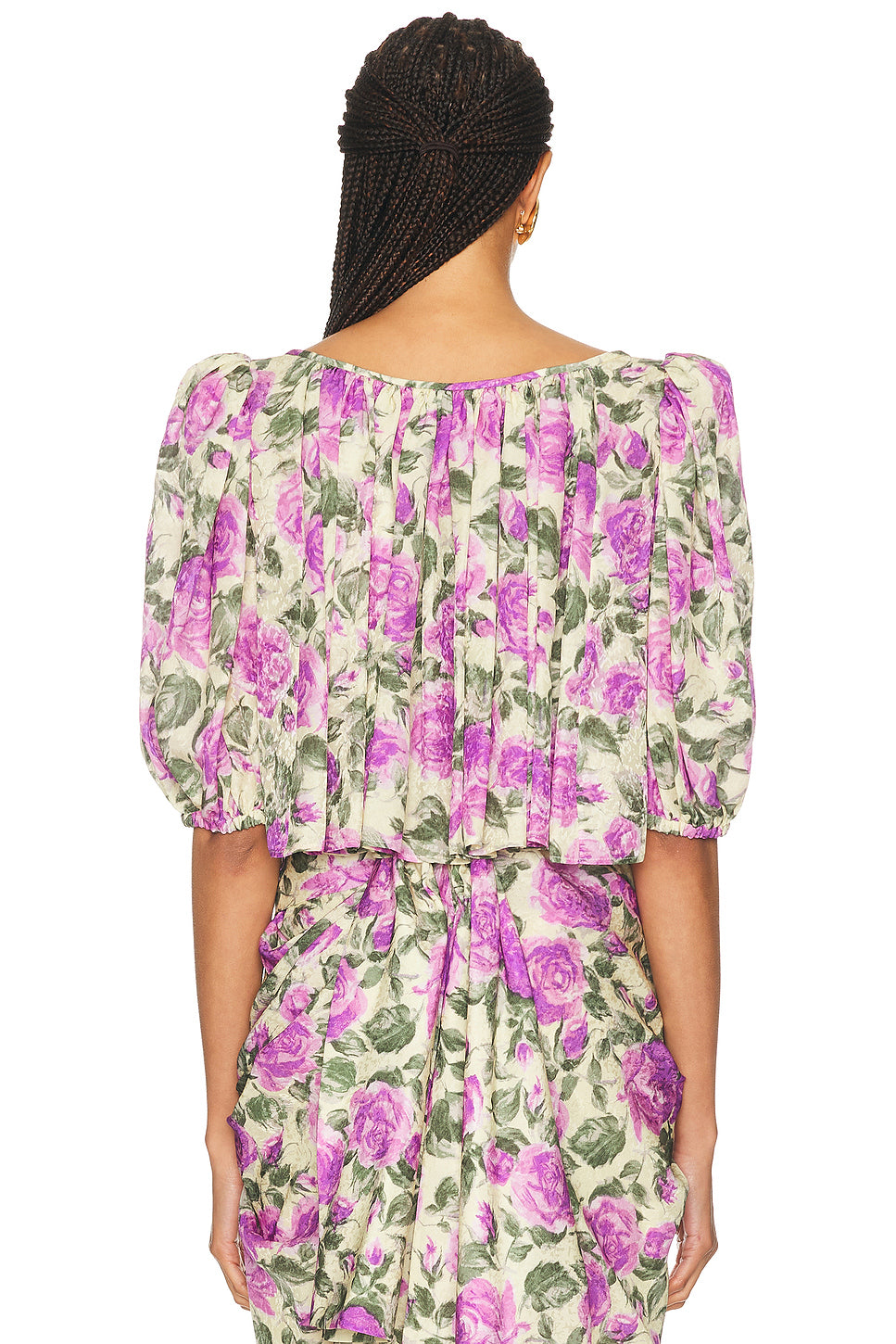 Cropped Flowy Puff Sleeve Top