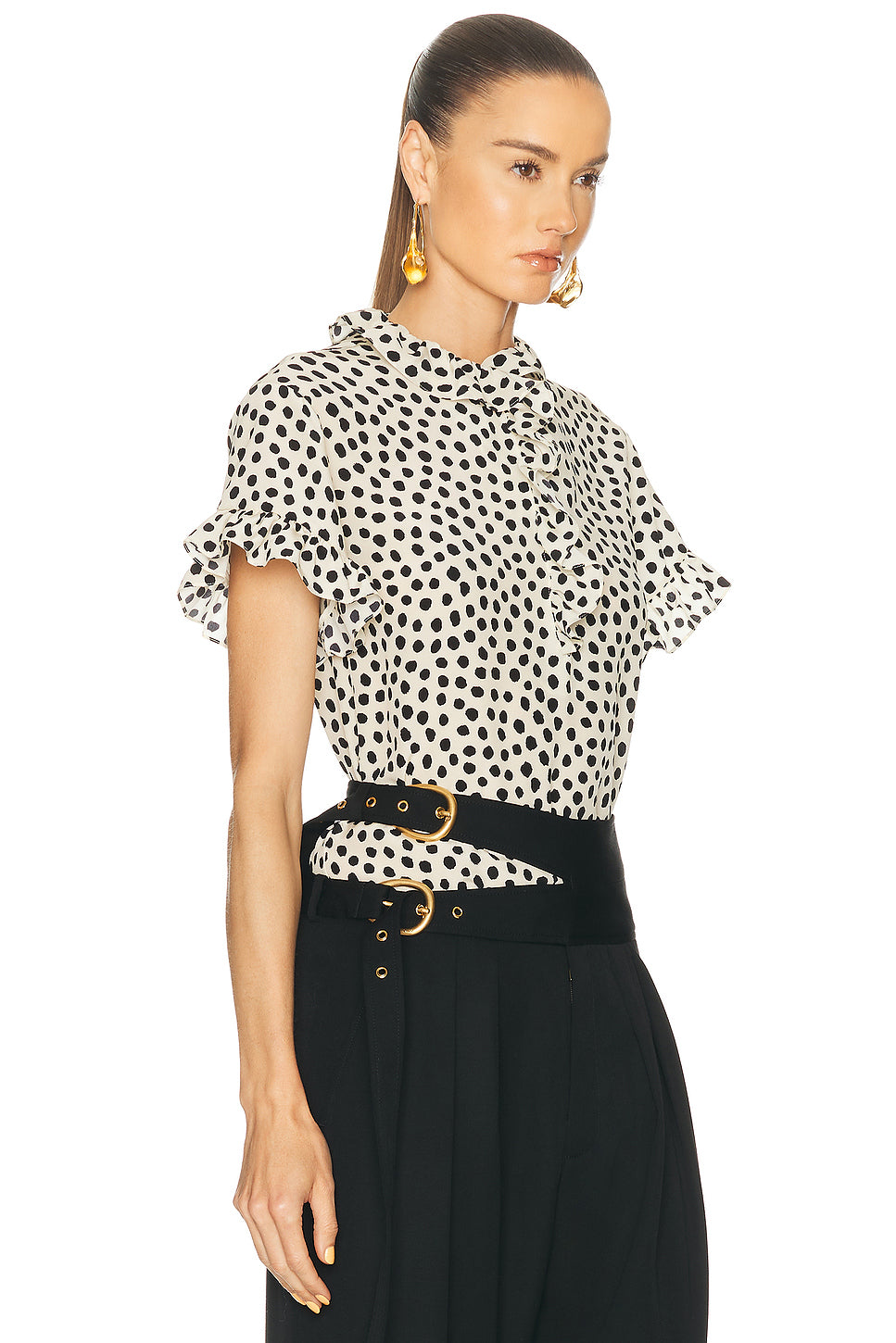 Ruffle Front Short Sleeve Top