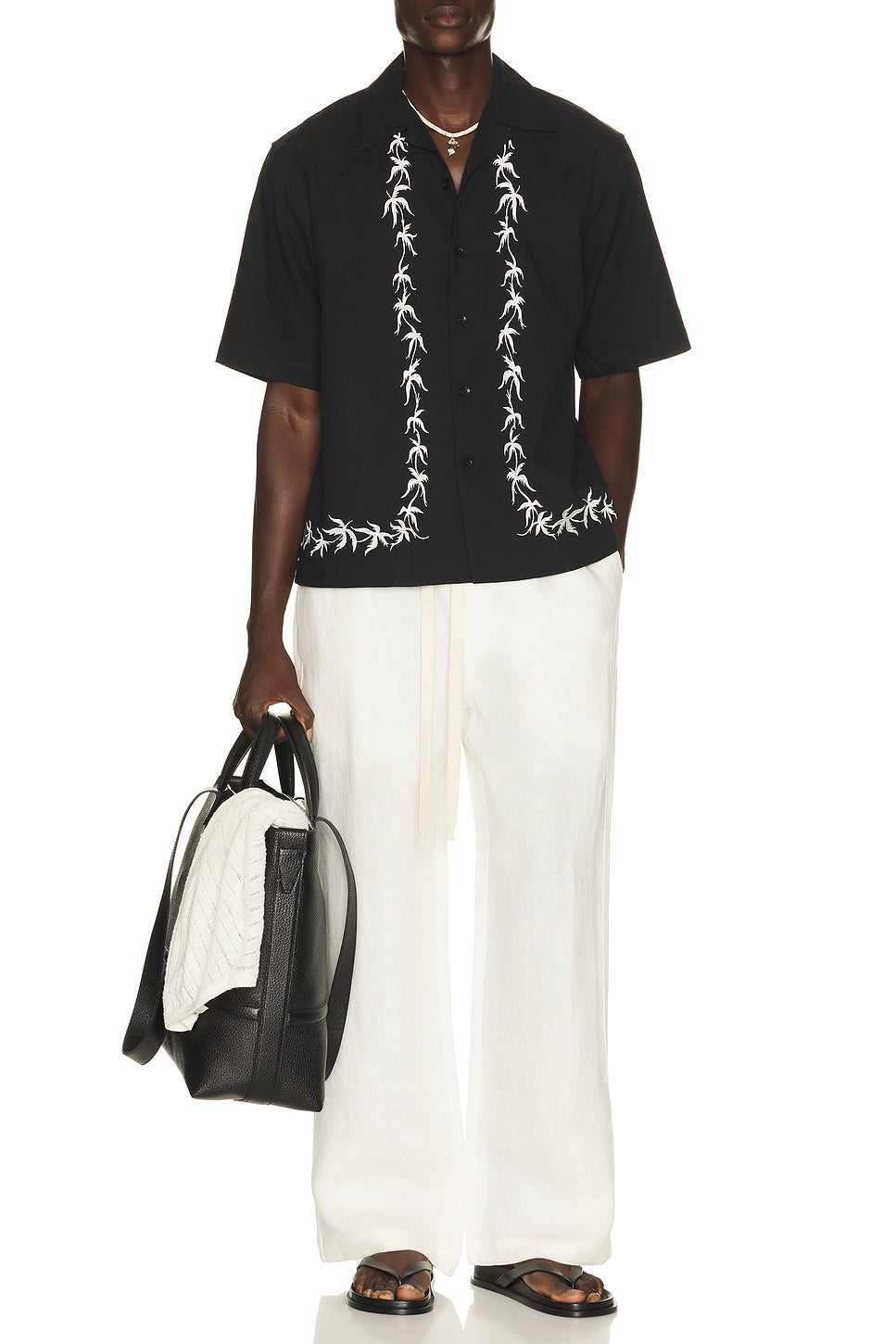 Palm Embroidery Bowling Shirt