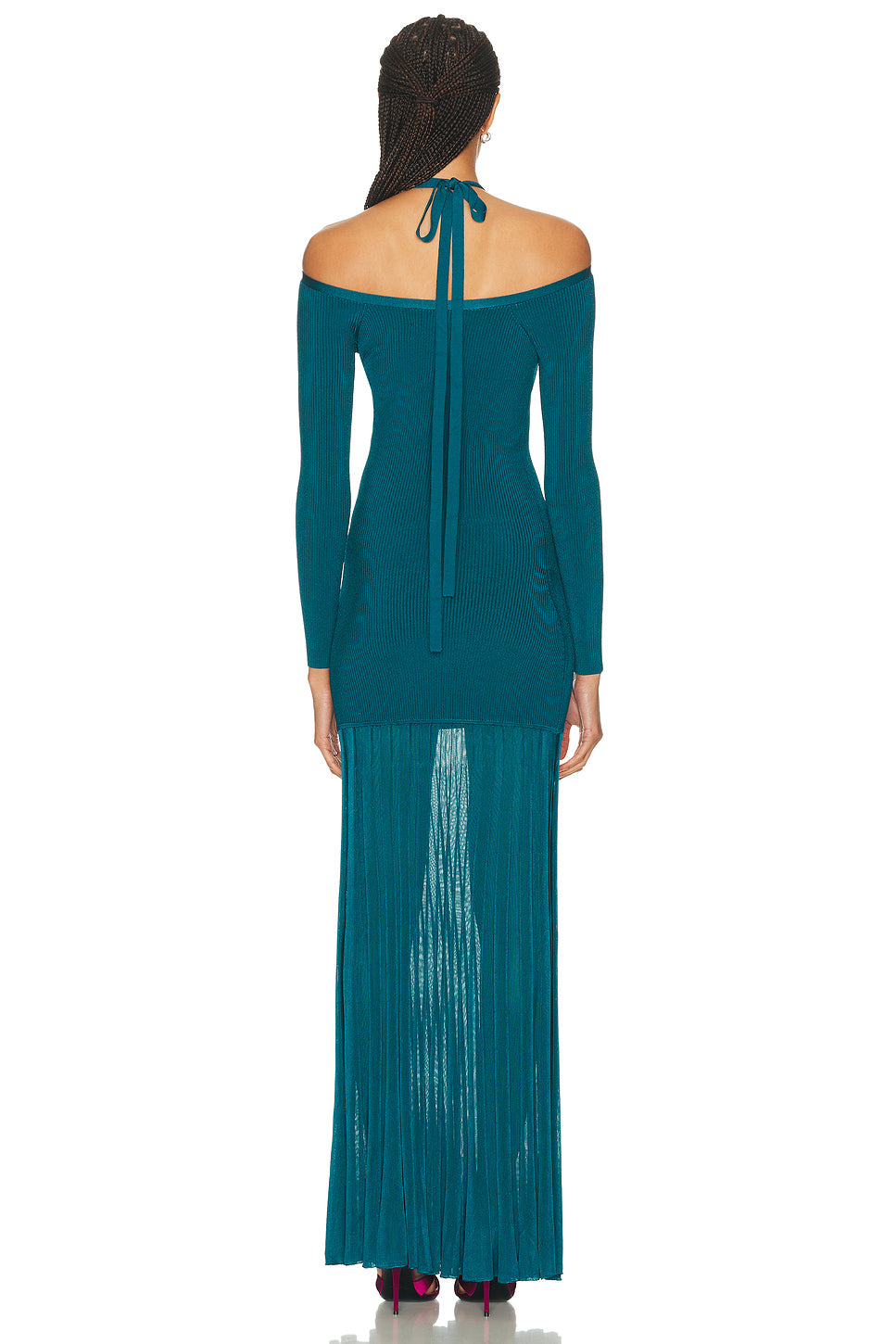 Off-The-Shoulder Long Sleeve Knit Gown