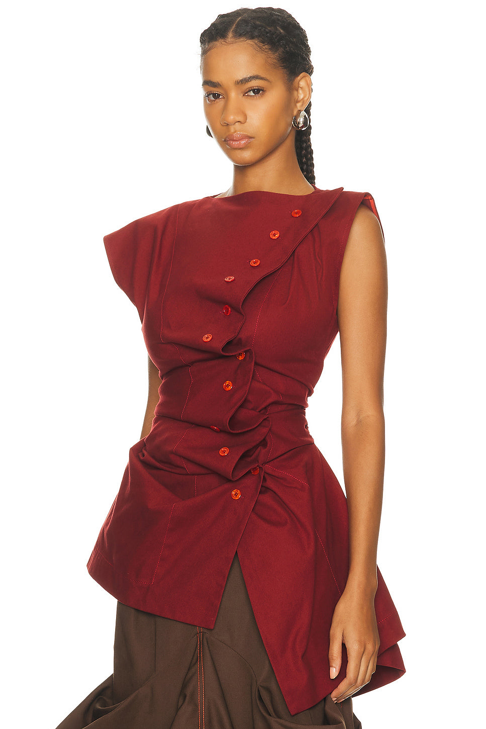 Pleated Button Top