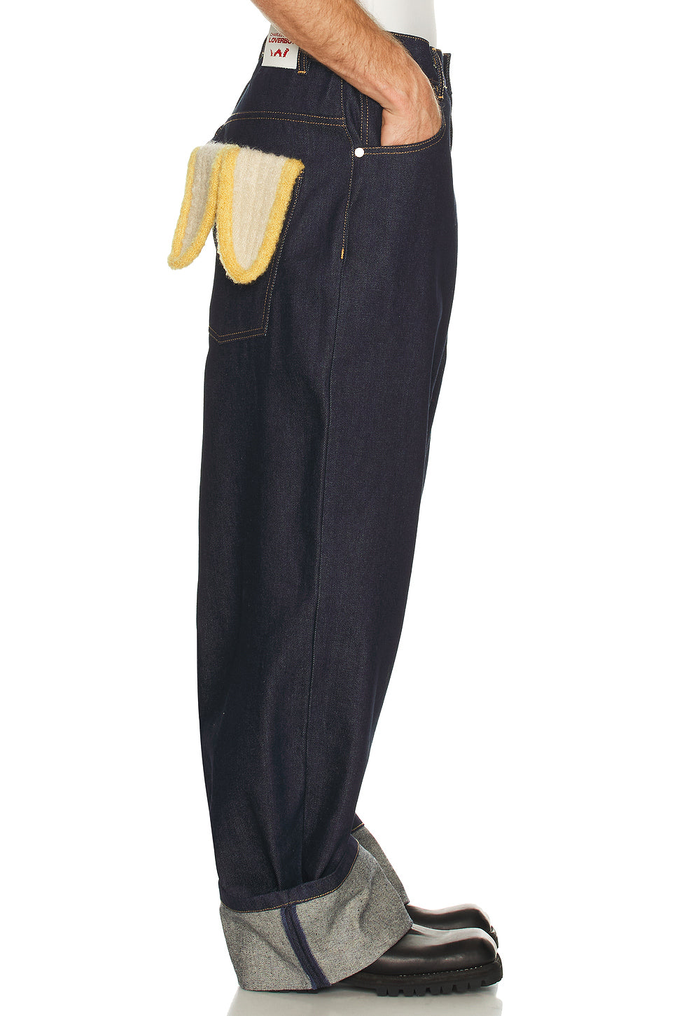 Loose Fit Jean With Knitted Pocket