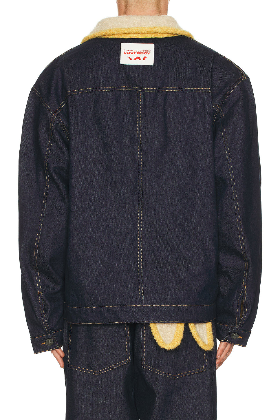 Denim Jacket With Knitted Collar