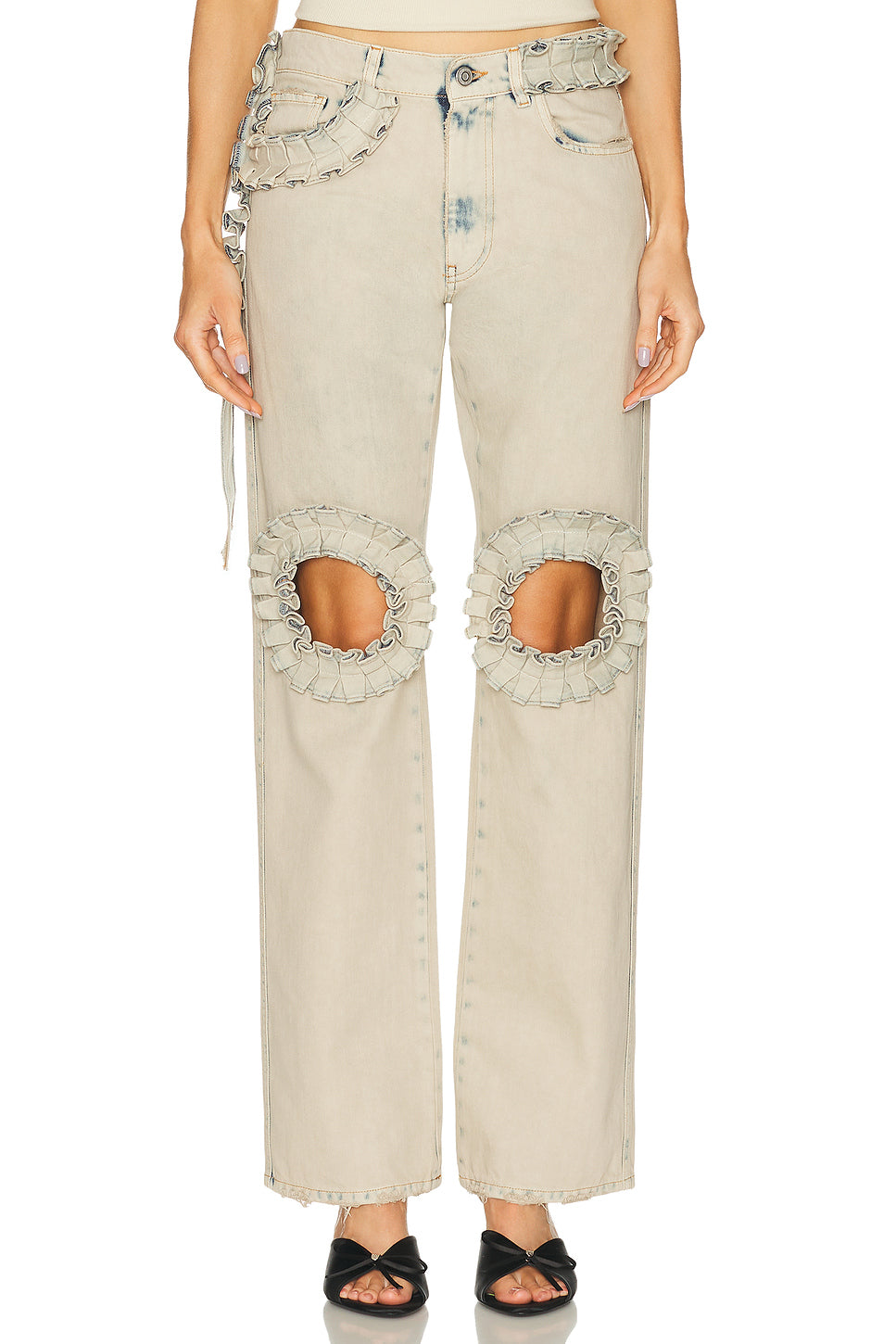 Ruffled Boyfriend Straight Leg
