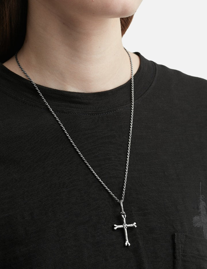 925 Silver Pendant Cross Bone