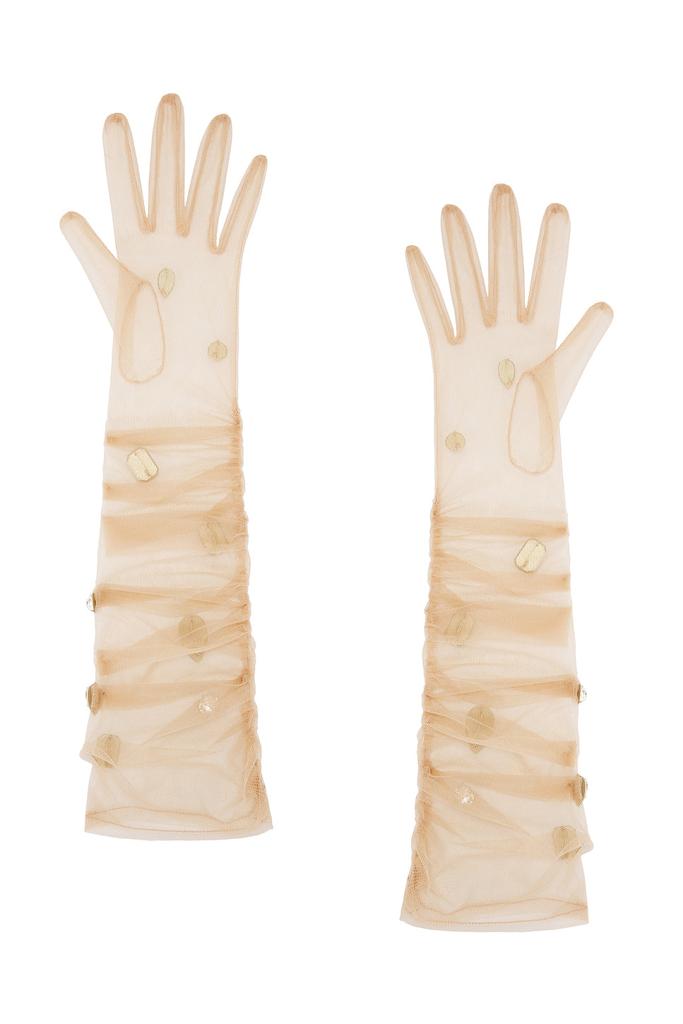 All Over Crystal Embroidered Gloves