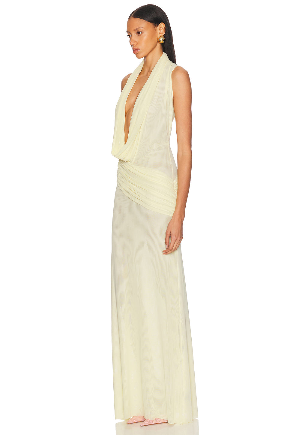 Plunge Neckline Sleeveless Gown