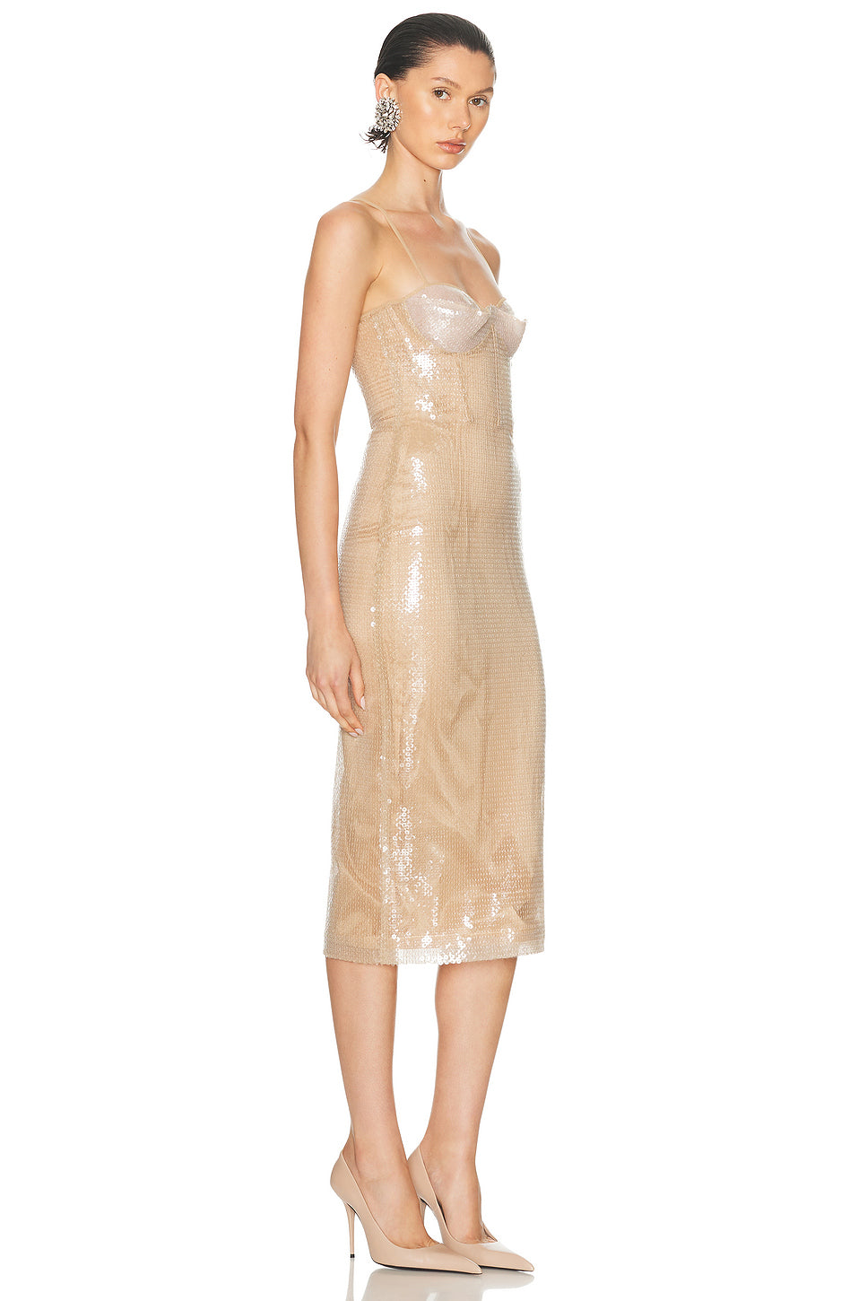 Balconette Corset Top Detail Midi Dress