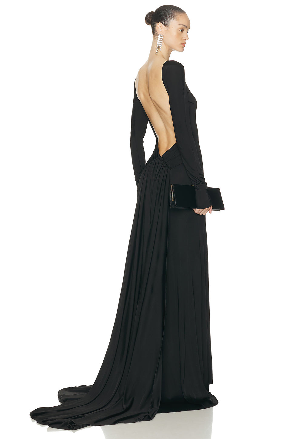 Open Back Long Sleeve Gown