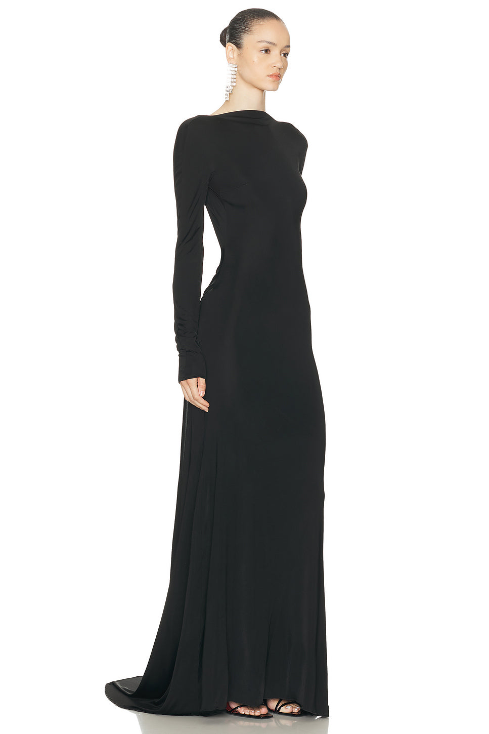 Open Back Long Sleeve Gown