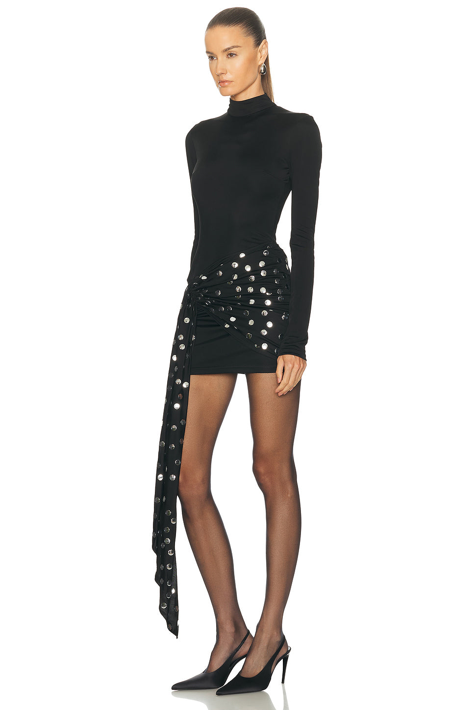 Polka Dot Overlay Detail Mini Dress