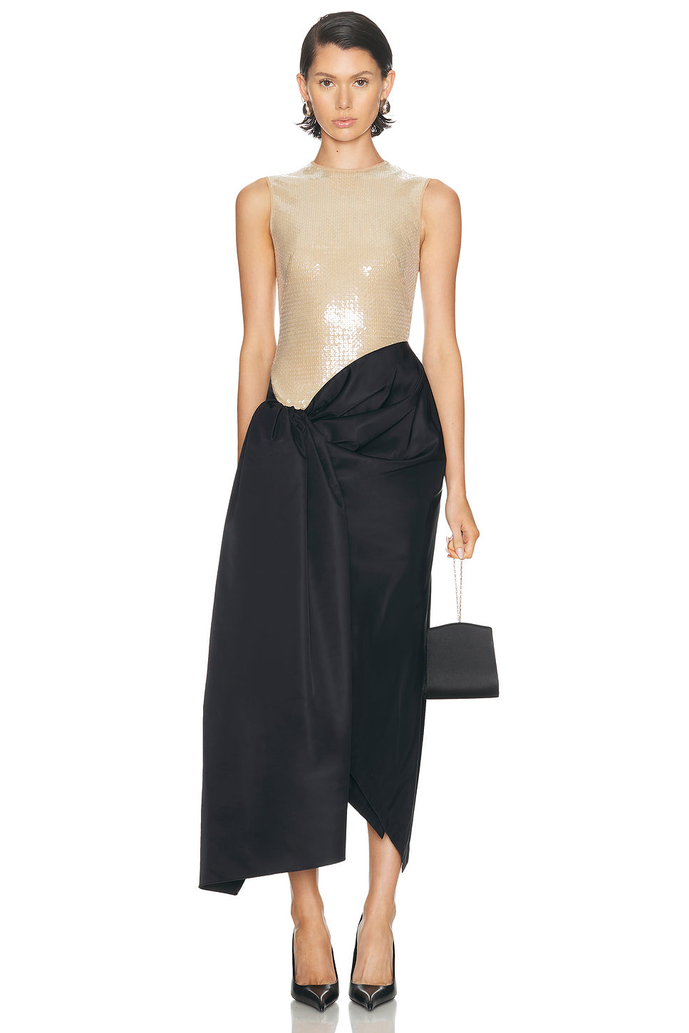 Sequin & Draped Midi Dress