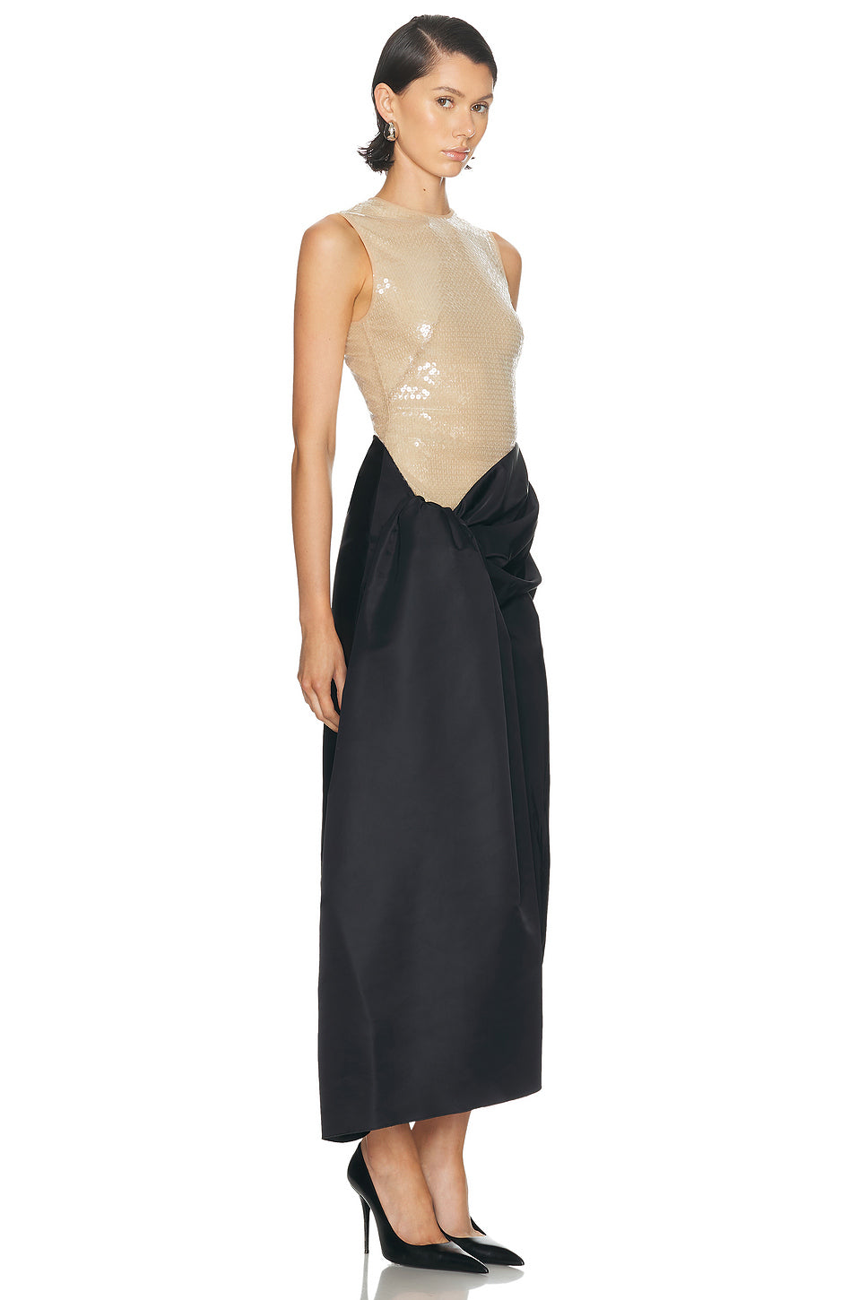Sequin & Draped Midi Dress