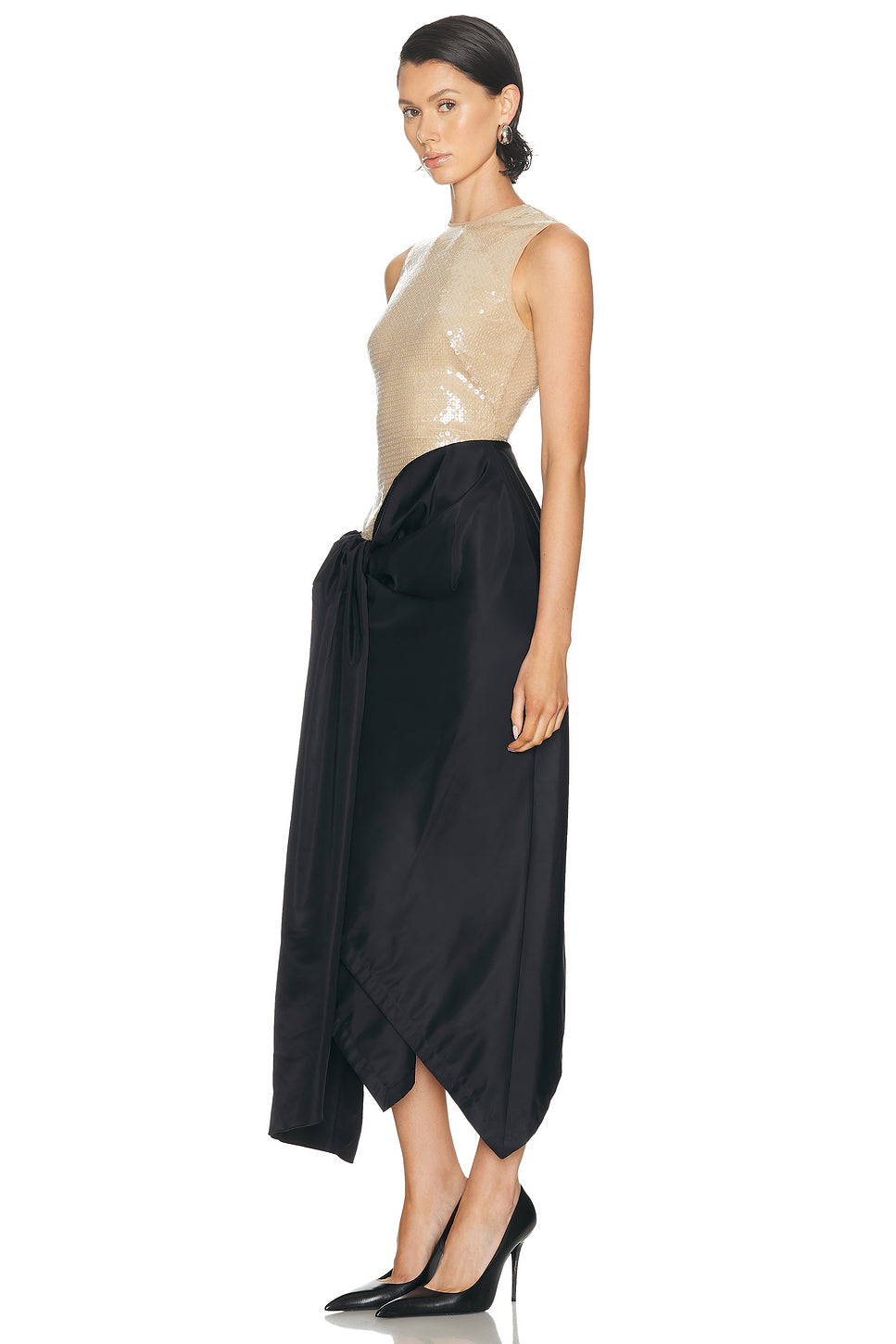 Sequin & Draped Midi Dress
