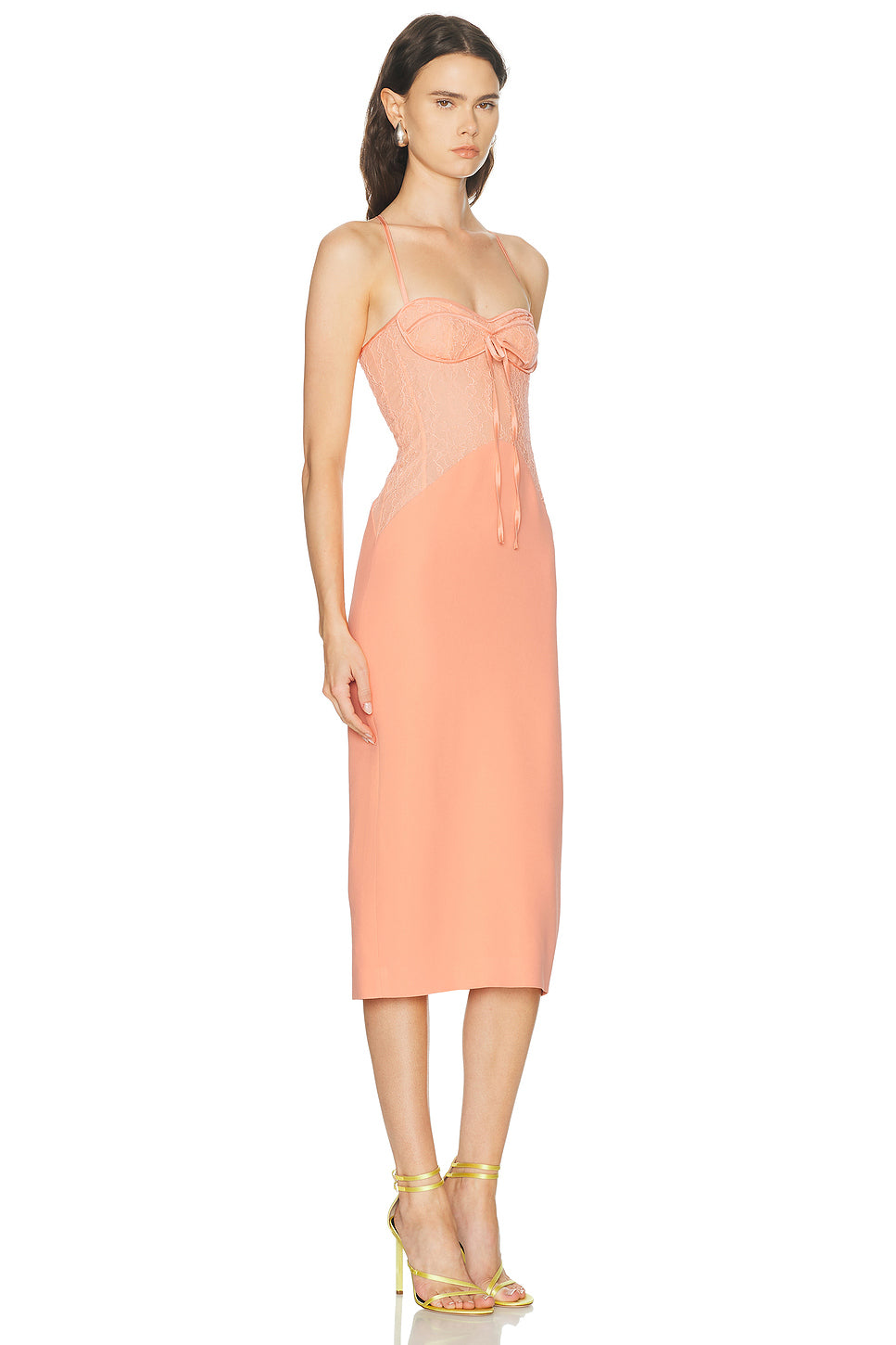Fabric Contrast Pencil Skirt Midi Dress