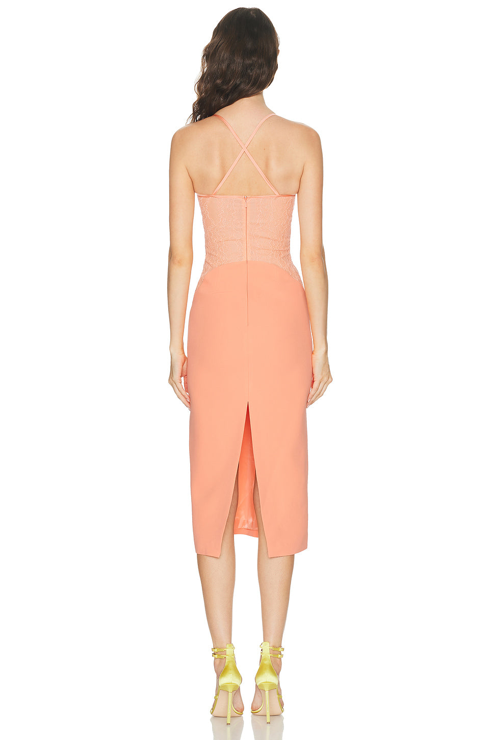 Fabric Contrast Pencil Skirt Midi Dress
