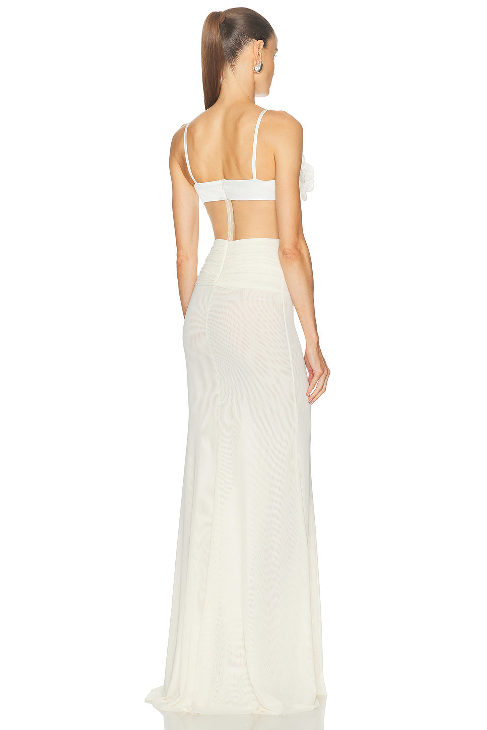 3D Flower Embroidered Mesh Gown